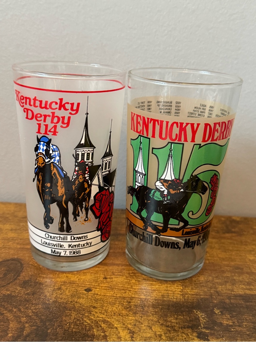 Kentucky Derby Official‎ Commemorative Glasses Lot 1988 114th & 1989 115th
